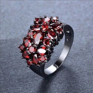 Black 10k Gold Filled Flower Rings